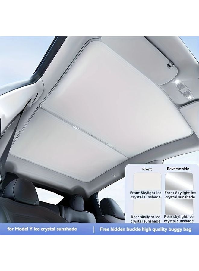 Black Collapsible Sunshade For Tesla Model Y 2020 2024 With UV Protection Storage Bag - Image 3